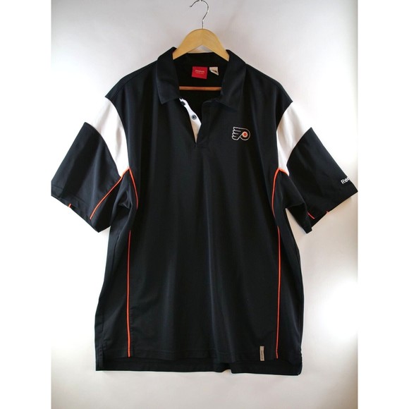 Reebok Philadelphia Flyers NHL Face Off Collection ShortSleeve Shirt POLO Size L - Picture 1 of 10